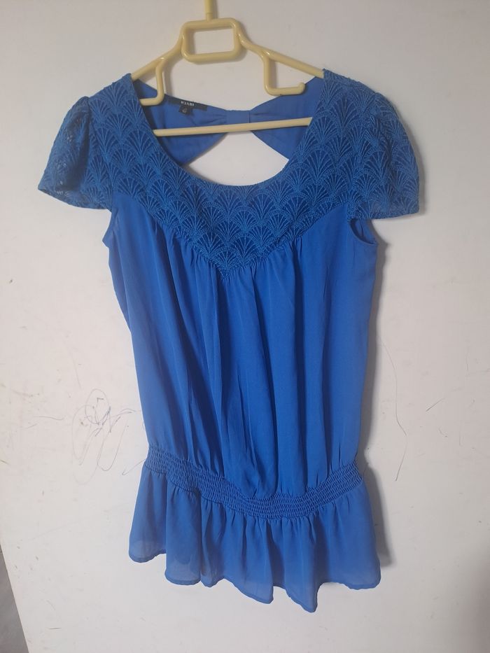 Blouse longue / Tunique bleu Kiabi Taille 38 - photo numéro 2