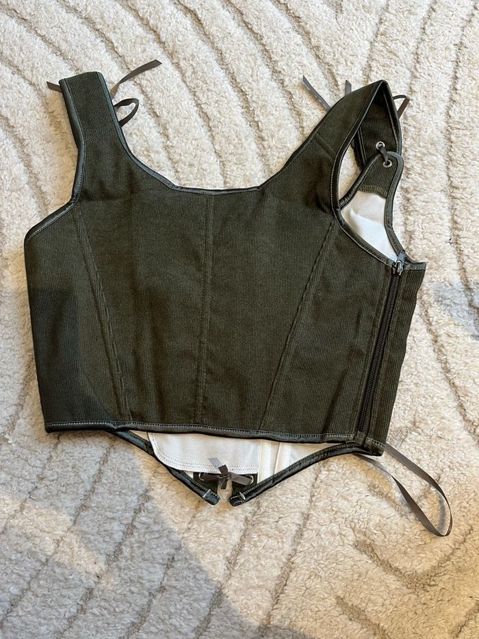 Corset médiéval vert kaki - photo numéro 4