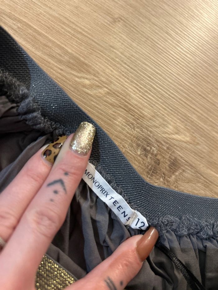 Jupe plissée fête grise à paillette neuf avec étiquette Monoprix - photo numéro 5