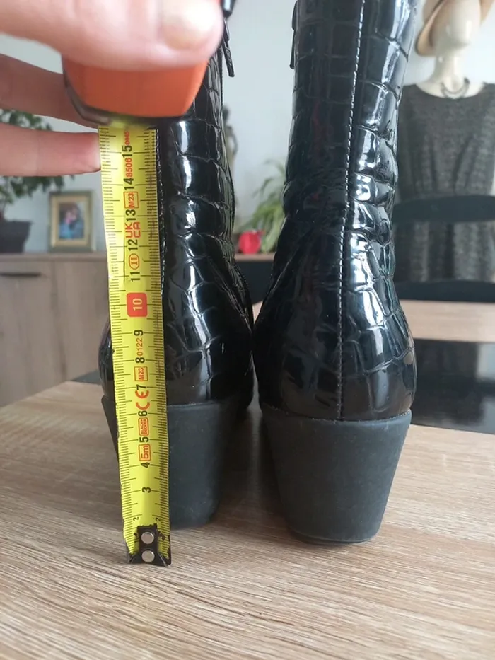 Bottines vernis noir cuir croco T38 - photo numéro 11
