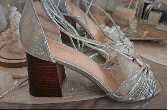 Chaussures argentées à laçage Camaïeu Taille 39 Neuves - photo numéro 5