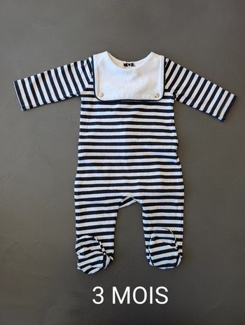 Pyjama rayé Jacadi neuf - Taille : 3 Mois