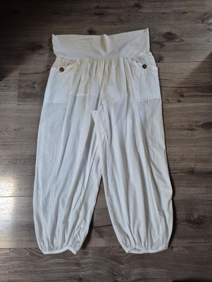 Pantacourt sarouel blanc pour femme T. 40 Cache Cache