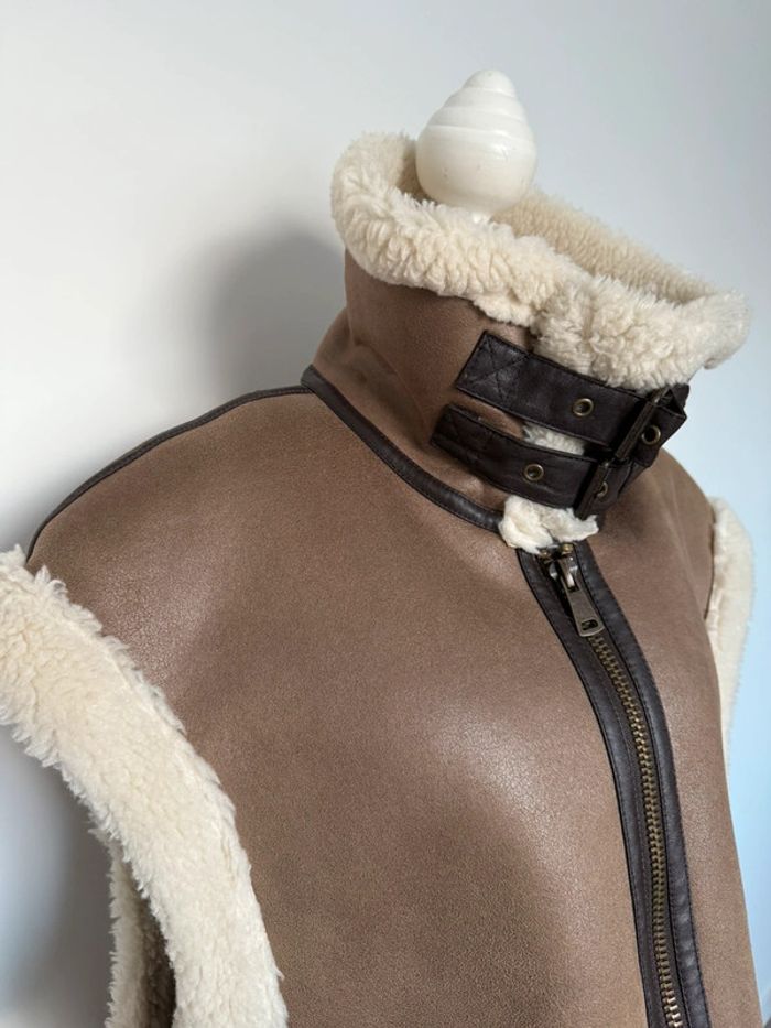 Veste vest manches Zara mouton polaire abrigo bombardier Chaleco borregito Weste mit Teddyfell - photo numéro 4