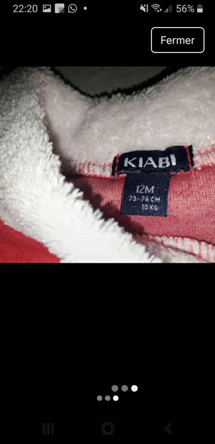 Vetement bebe Babygros père Noël 12 mois Kiabi - photo numéro 3