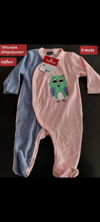 Grenouillère motif hibou fille 9 mois 