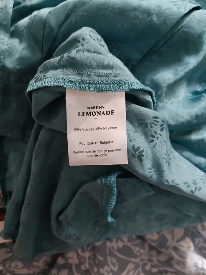 Pantalon Harya Make My Lemonade jacquard bleu ciel, taille XXL (44), NEUF - photo numéro 6