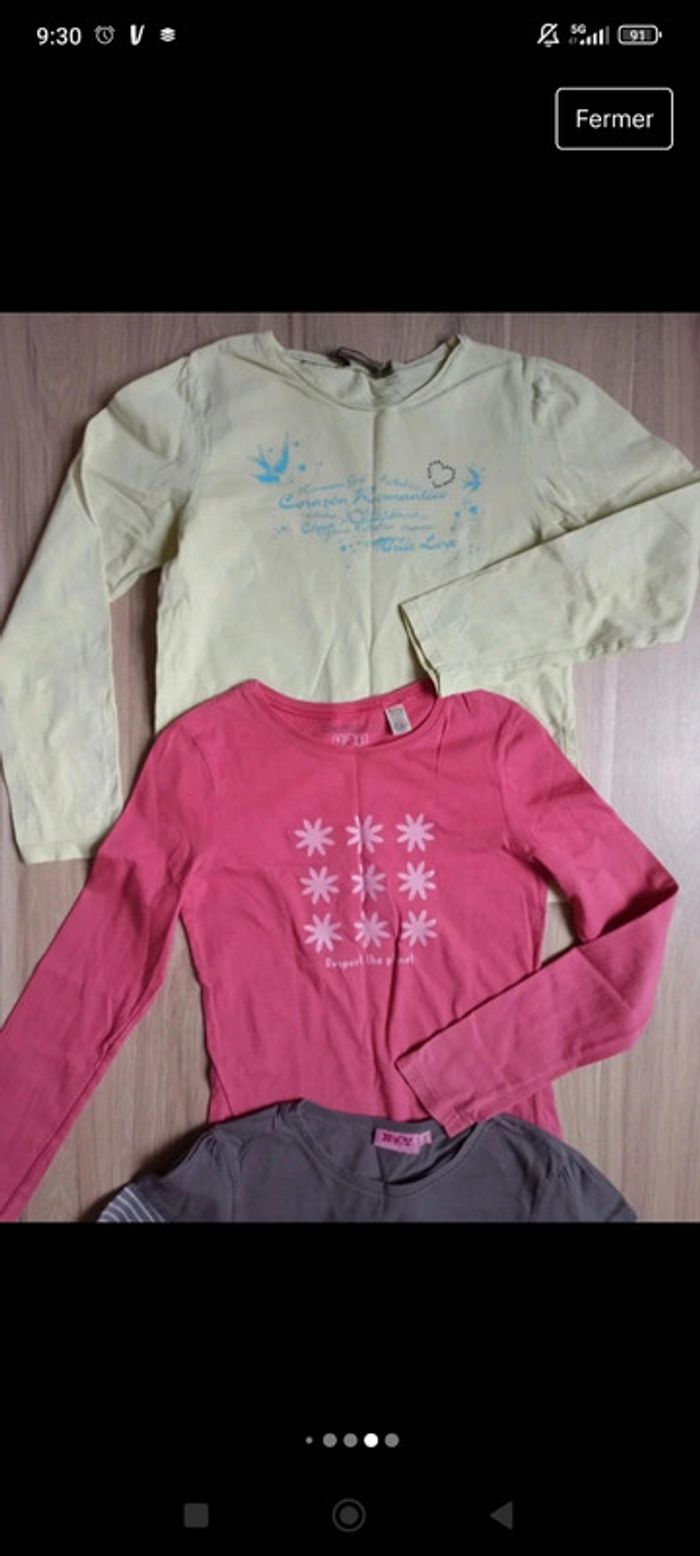 Lot de 3 t-shirts t-shirt violet-gris NKY t-shirt rose Okaïdi t-shirt vert tape à l'oeil 10 ans - photo numéro 7