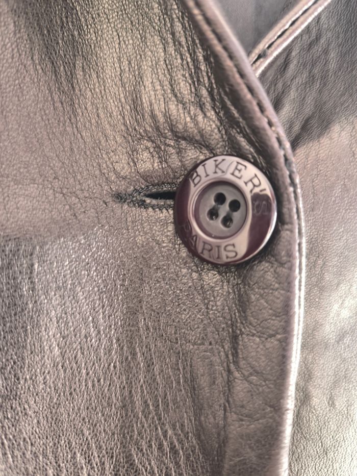 Veste noire en cuir véritable - photo numéro 8