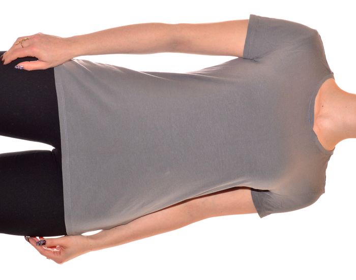 tshirt coupe basique col rond décontracté gris uni taille M - photo numéro 3