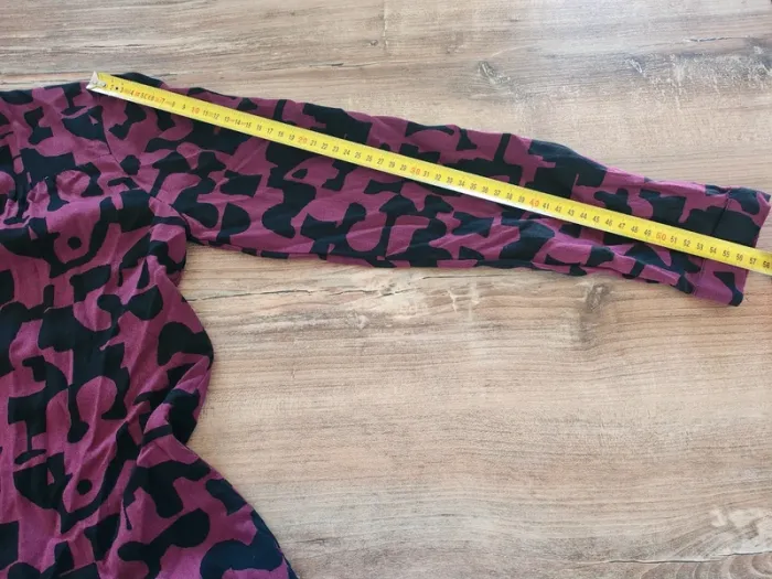 Chemise blouse tunique formul rouge bordeaux motifs noirs taille 38 neuve - photo numéro 6