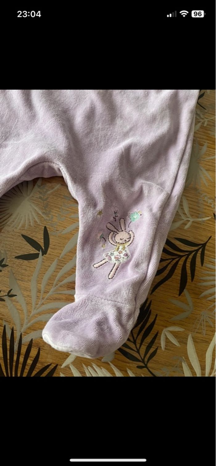 Pyjama 1 pièce lilas petit lapin sergent major bb 3 mois - photo numéro 2
