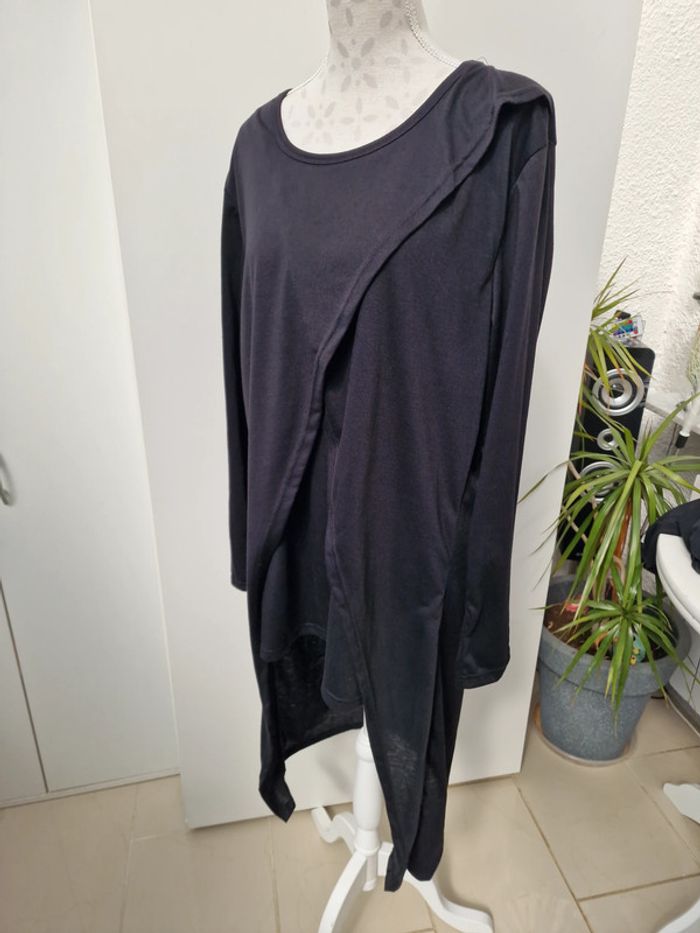 Sweat Ultra Long Noir Effet 3 Vêtements - photo numéro 5