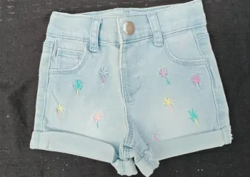 Short bleu brodé 3-6 mois Primark