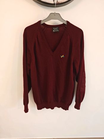 Pull homme bordeau vintage en laine