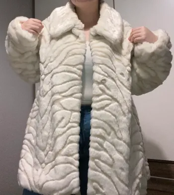 Manteau fausse fourrure beige/crème
