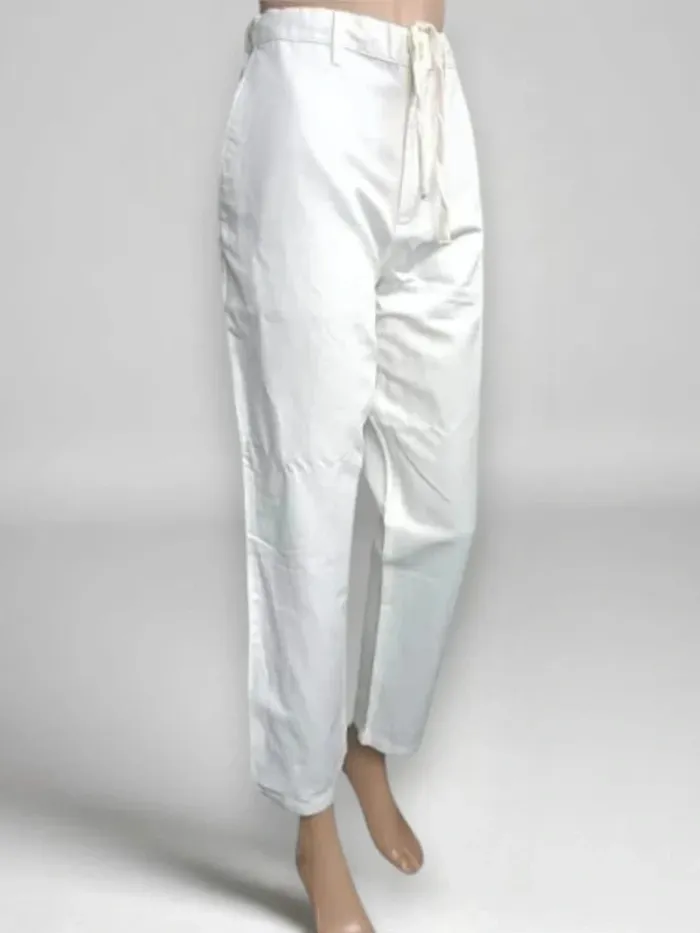 Pantalon blanc,taille haute ajustable,coupe fuselée,lin et coton marque Inditex - photo numéro 6