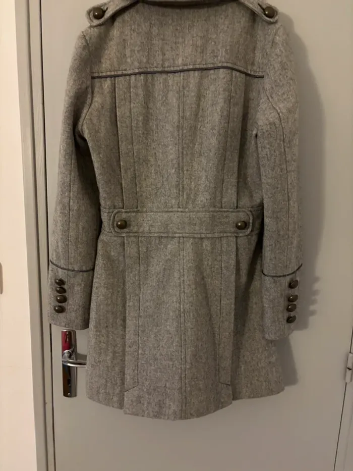 Manteau en laine gris boutonné - photo numéro 3