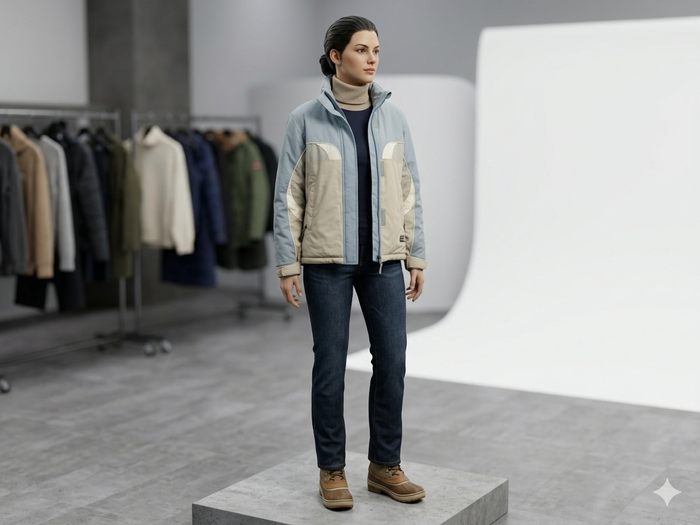 Blouson bleu ciel beige et écru Taille S Pacific Motion - photo numéro 4