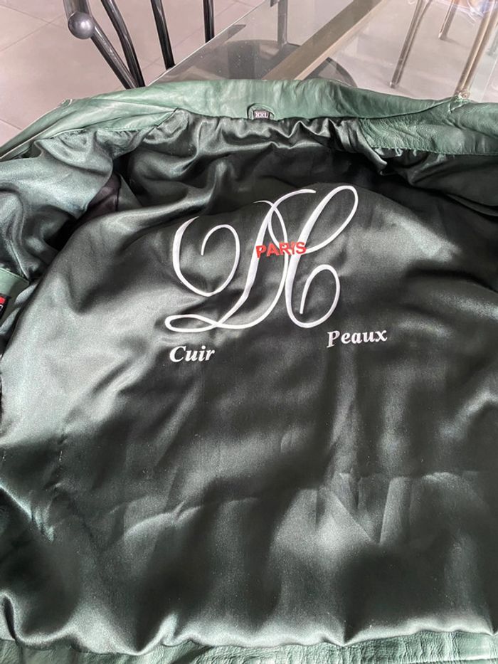 Blouson cuir souple vert bouteille convient 38/40 voir mensurations - photo numéro 9