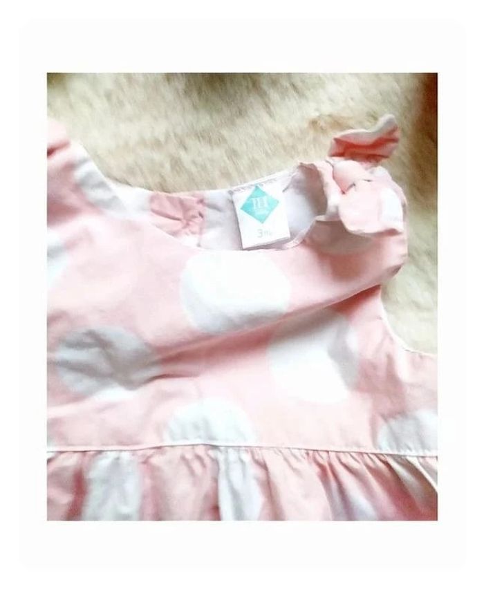 Robe rose été à gros pois blancs en coton bébé fille 3 mois - photo numéro 3