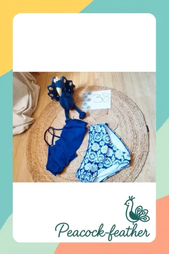 Maillot de bain bleu femme 38 culotte haute