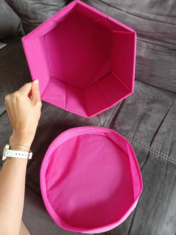 Coffre de rangement en tissu pliable princesses rose - photo numéro 3