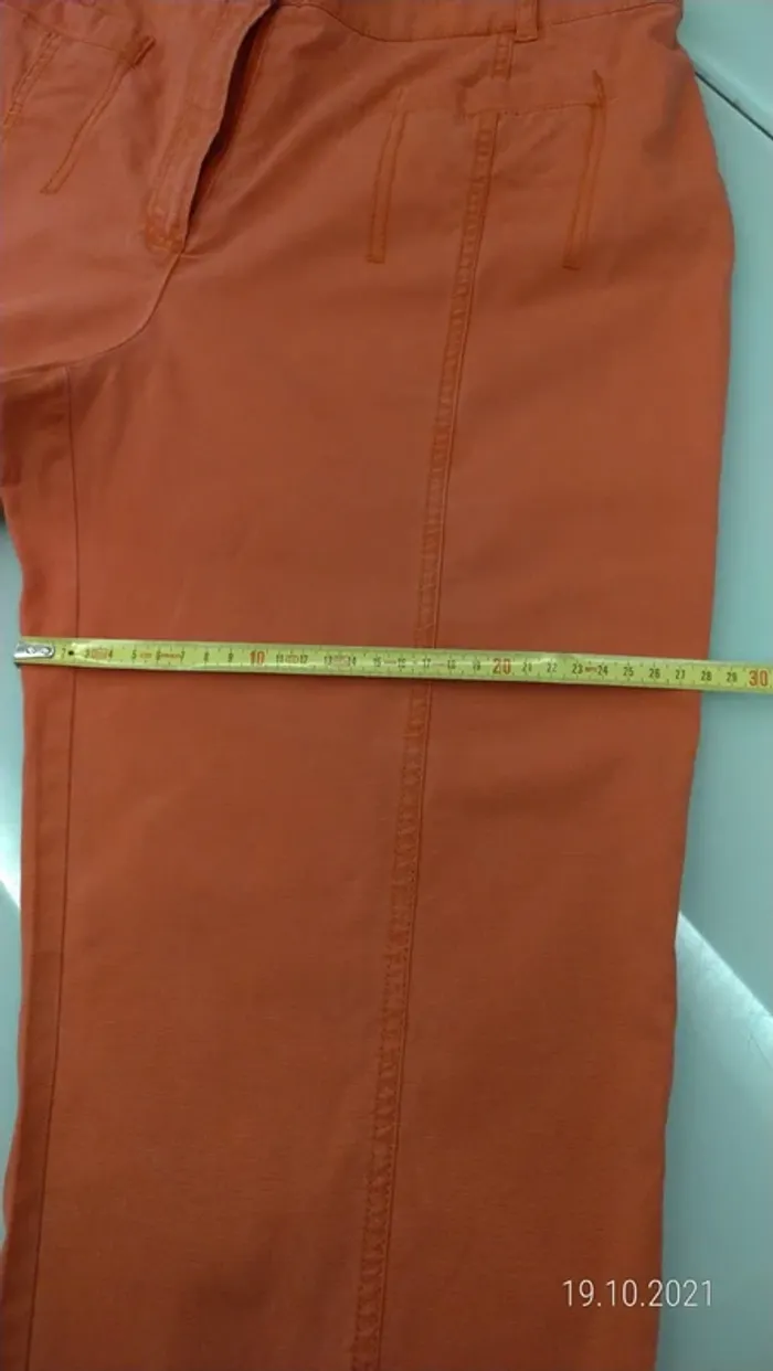 Jean 98% coton droit taille haute corail - photo numéro 9