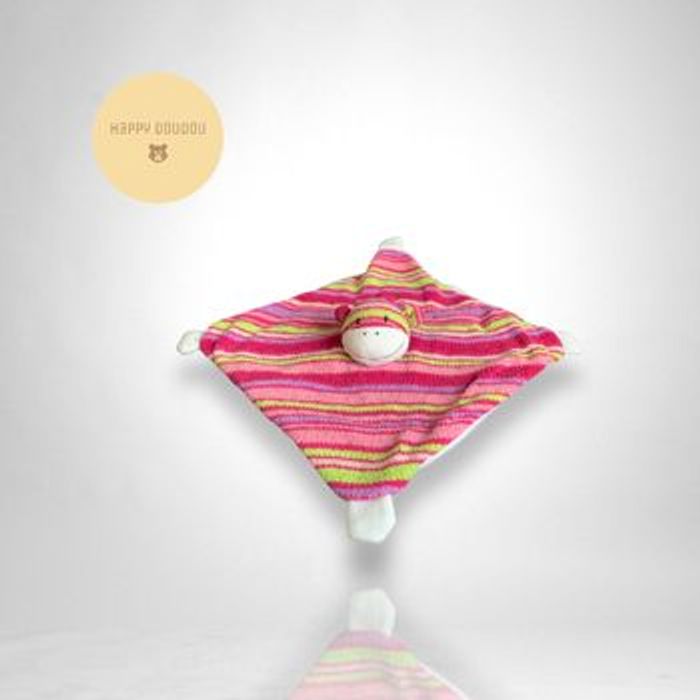 Doudou Peluche Vache rayures rose Orchestra DP245 - photo numéro 2