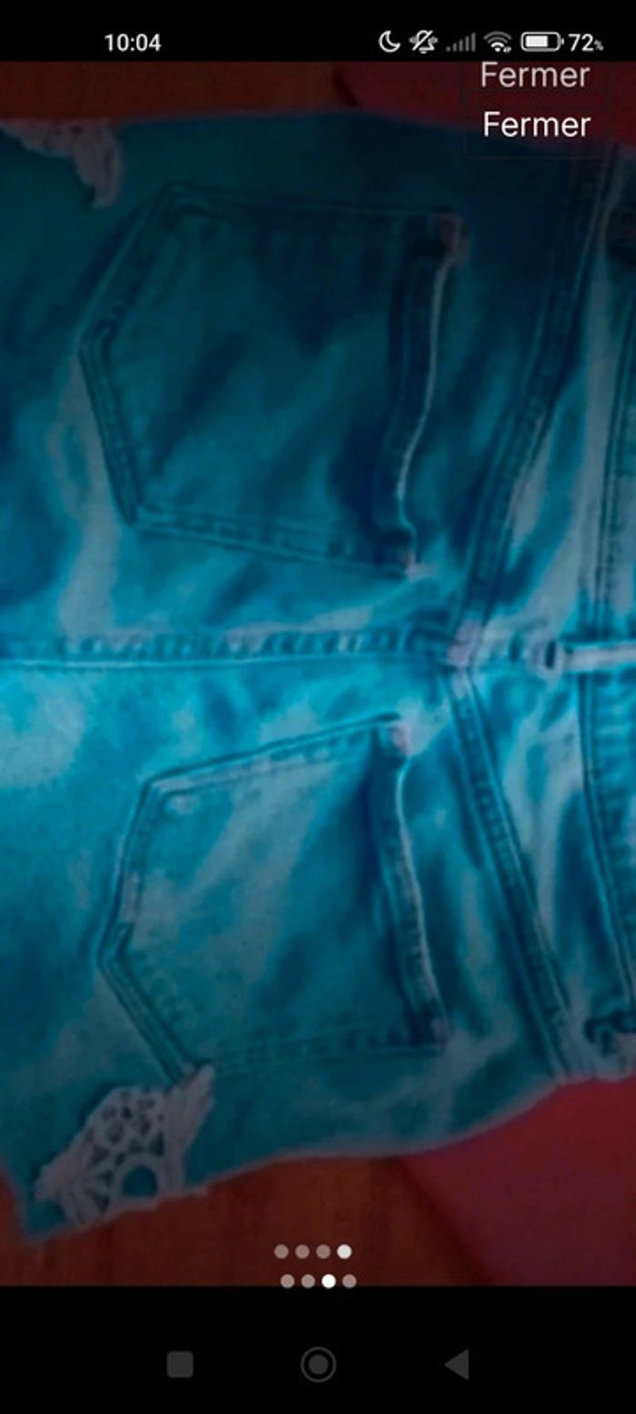 Short en jean avec dentelle - photo numéro 4