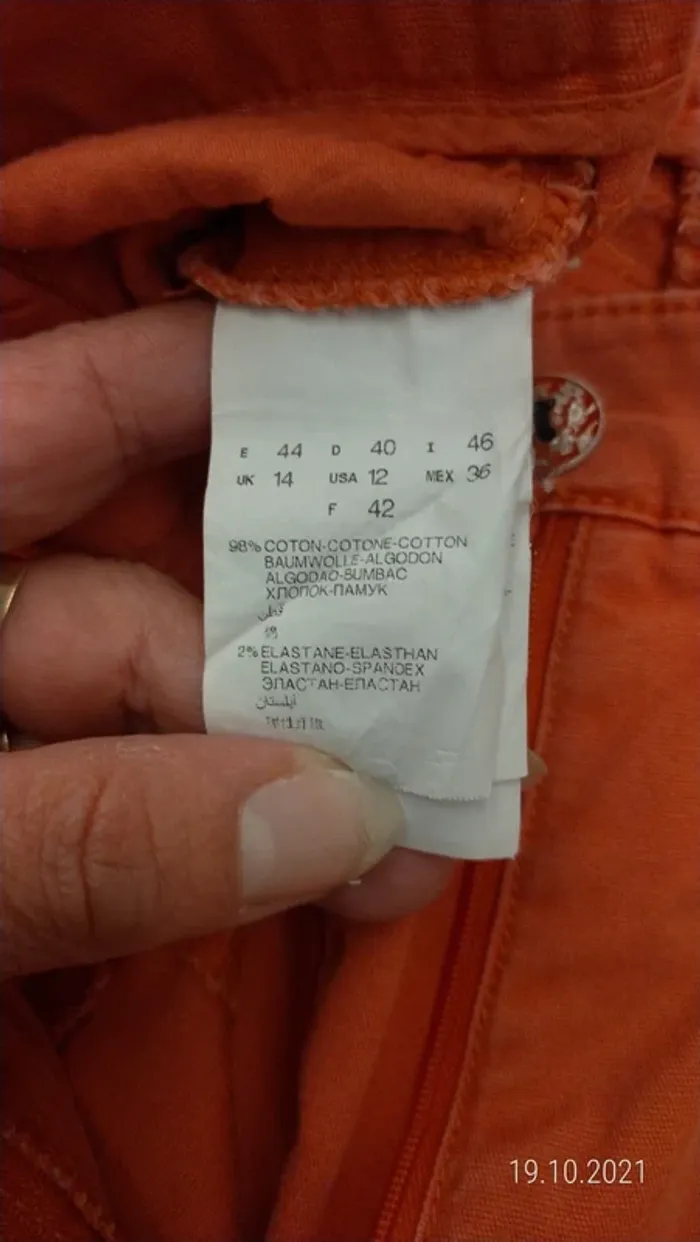 Jean 98% coton droit taille haute corail - photo numéro 6