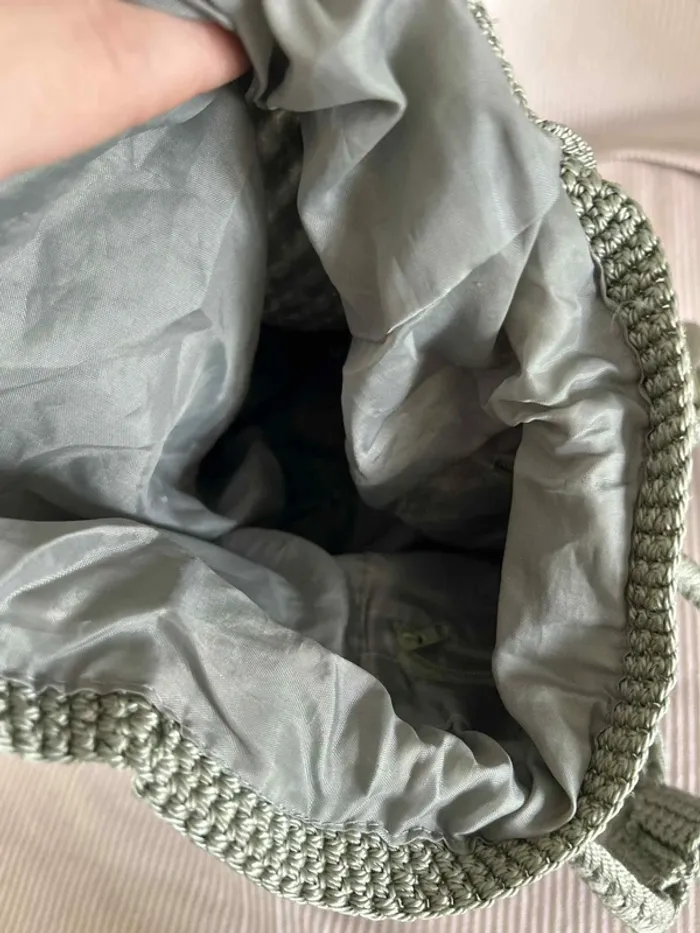 Sac à dos en crochet vert sauge - photo numéro 6