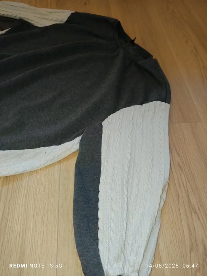 Magnifique pull shein taille 3XL gris et blanc cassé - photo numéro 3