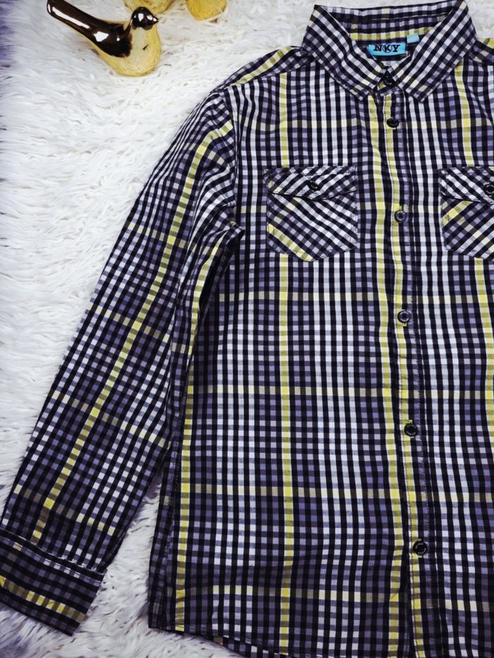 Chemise manches longues à carreaux vichy multicolore Garçon taille 12 ans marque NKY 🎸 - photo numéro 4