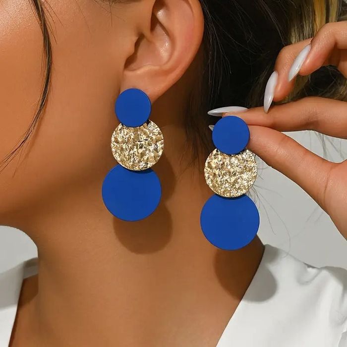 Boucles D'oreilles Pendantes En Blocs De Couleurs