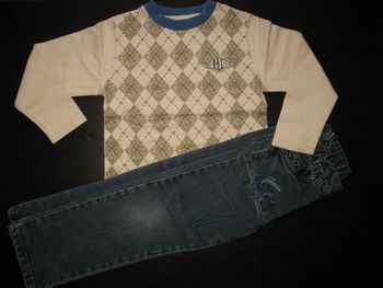  ENSEMBLE 2 PIÈCES GARÇON : JEAN + TEE SHIRT ML "LA COMPAGNIE DES PETITS" - 5 ANS - n°03