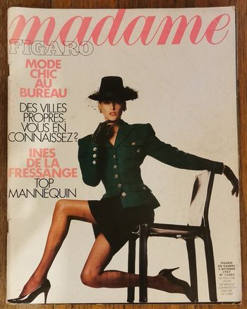 Ancien magazine Madame figaro couverture Inès de la fressange 1987 N°13403 Vintage