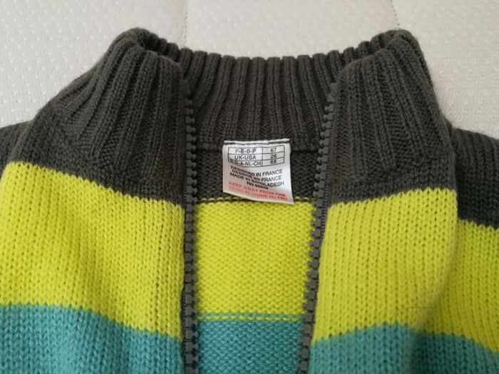 Gilet rayé marron vert jaune gris 6M - photo numéro 2