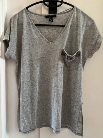 T-shirt gris chiné poche bijou atmosphere t.34 tbe