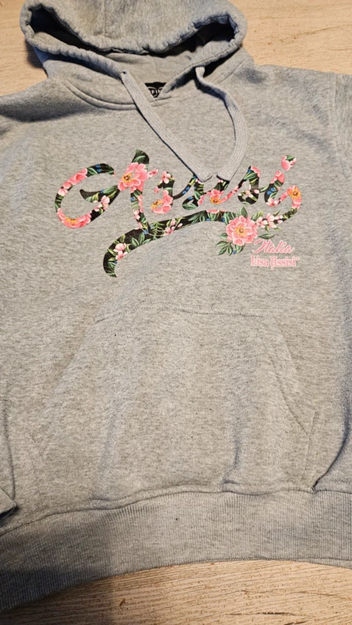 Sweat à capuche et manches longues gris clair avec dessin,Infinity, taille XS, nickel - photo numéro 4
