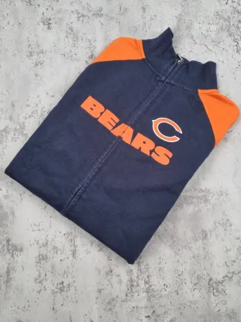 Veste zippée NFL Bleu Marine & Orange – Taille L Femme (mesures en photos)