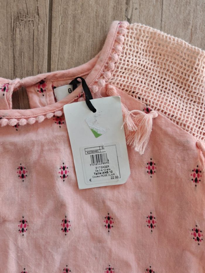Blouse d'été rose Galerie Lafayette 12 ans neuve - photo numéro 2