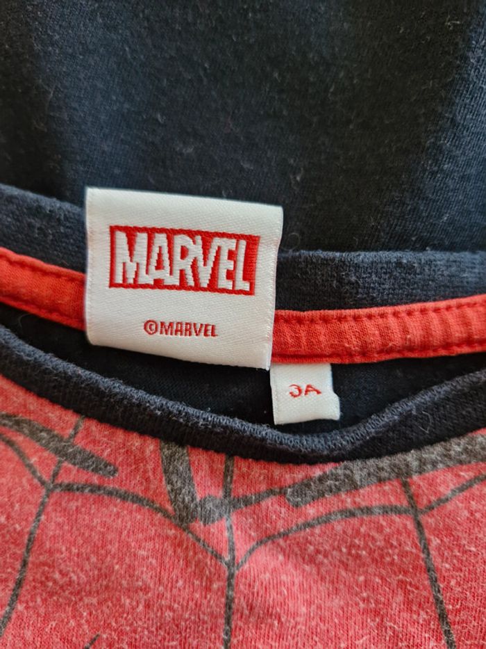 🎯 T-shirt manches courtes garçon - Spiderman/Marvel - Taille 3 ans - - photo numéro 4