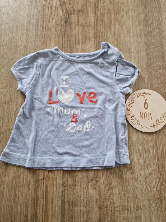 Adorable T-shirt Bébé Fille "I Love Mum & Dad" - 6 Mois - Kiabi