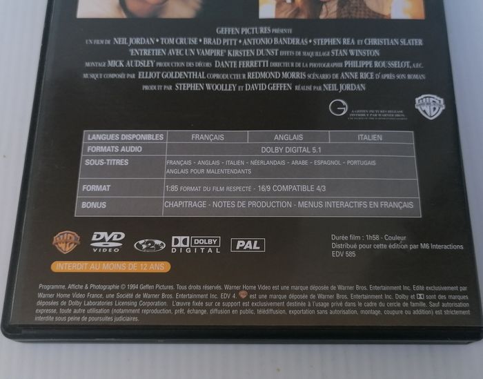 Dvd Entretien avec un vampire. /Tom Cruise / Brad Pitt / Antonio Banderas ... - photo numéro 4