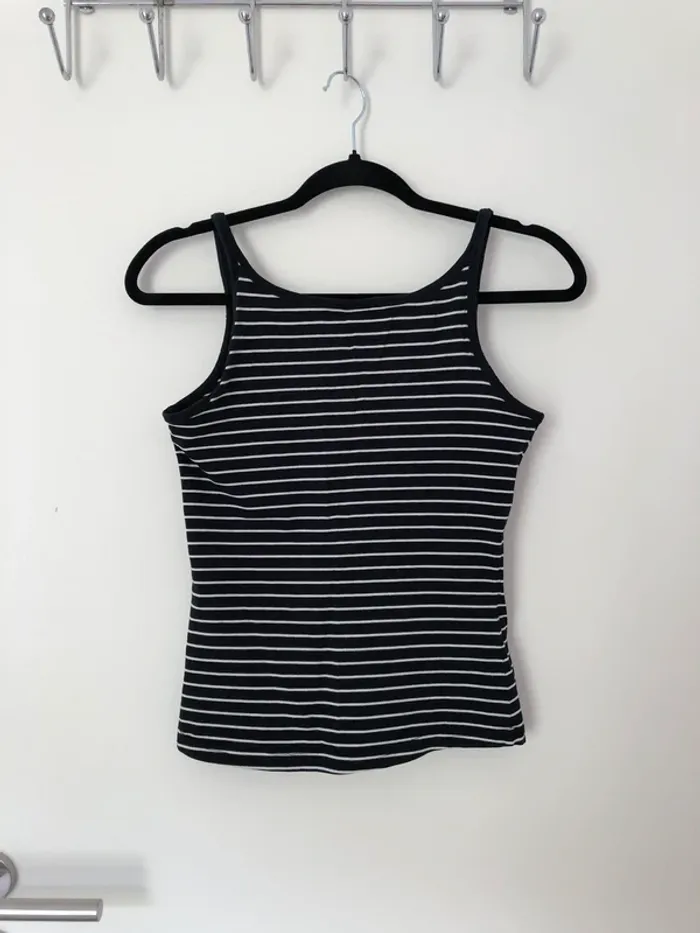 Top à bretelles noir à rayures H&M taille S - photo numéro 4