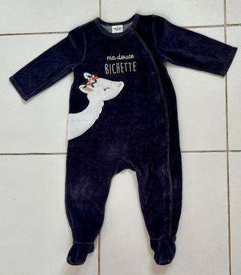Pyjama en velours bleu marine