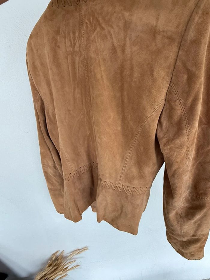Veste camel marron en cuir - photo numéro 6