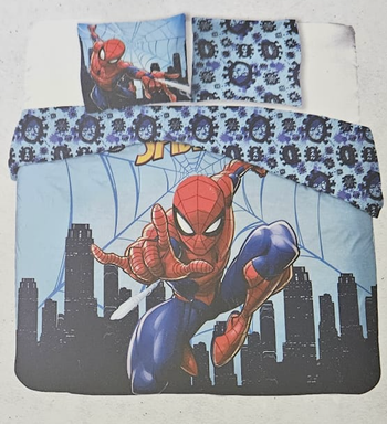 Parure de lit double Spiderman - 1 housse de couette + 2 taies d'oreiller - 100% coton