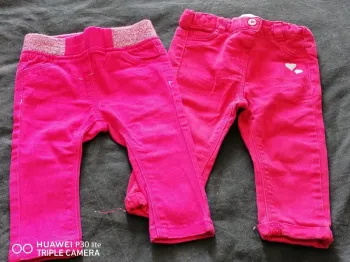 Lot 2 Pantalons Baby by Gémo – 6-9 mois – Fuchsia